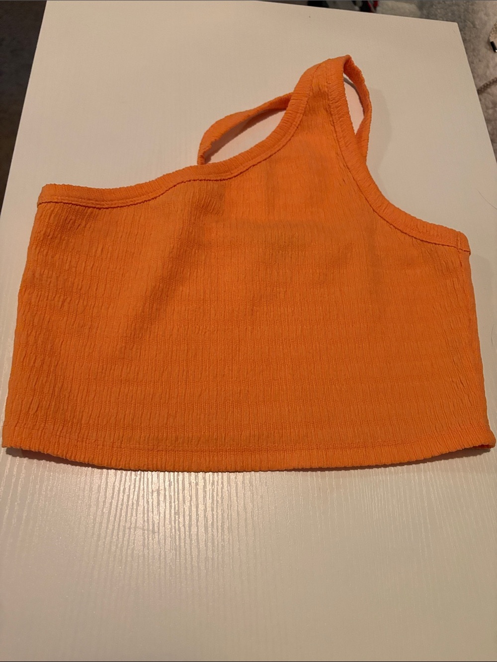 American Eagle Outfitters One-Shoulder Ribbed Crop Top - Orange